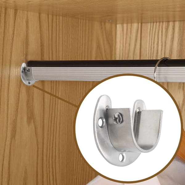 Fästen för Garderobsstång i Rostfritt Stål, 2-pack Silver M Silver M