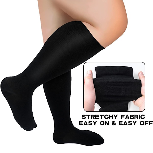 Plus Size kompressionsstrømper - sort flad strik 6XL