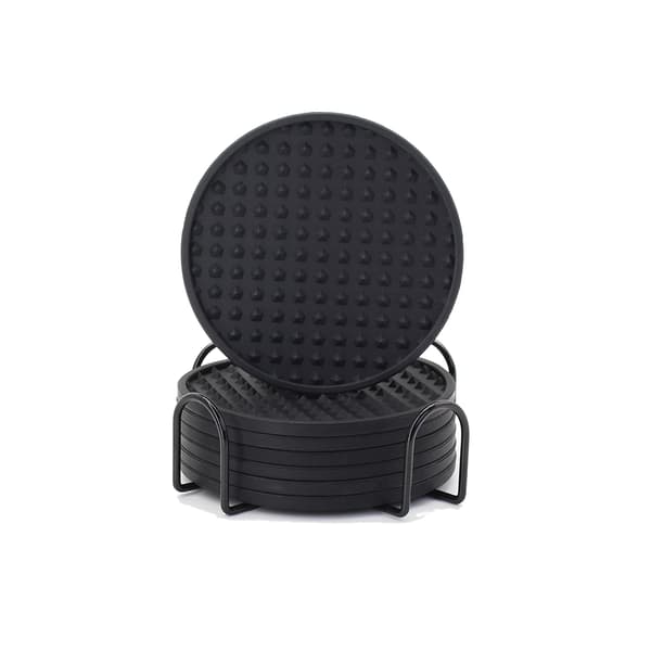 Setti 6 silikonista kahvialustan pidikettä Black Black