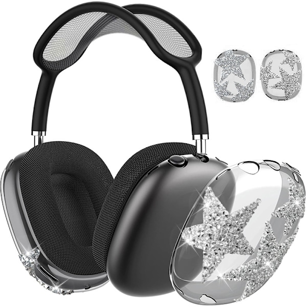 AirPods Max Beskyttelsesetui - Diamantstjernedesign Sort