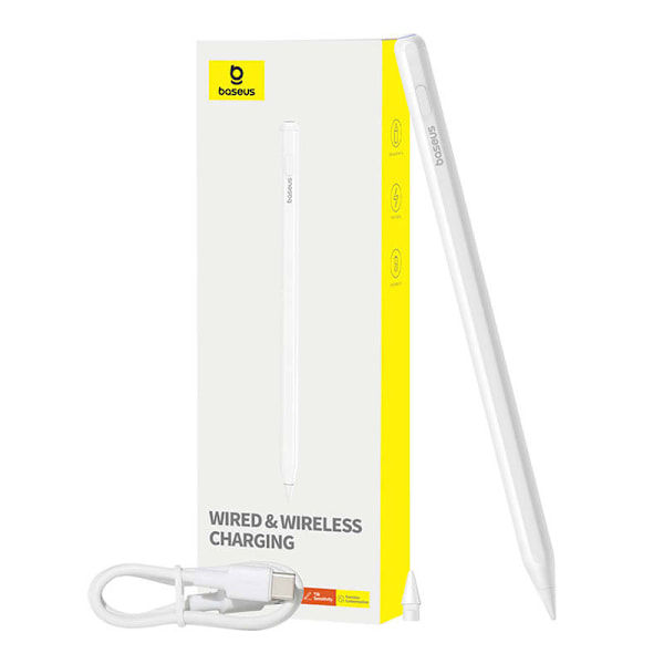 Active stylus Baseus Smooth Writing Series med trådløs og kablet opladning (hvid)