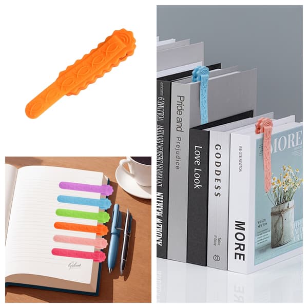 Sæt med 2 minimalistiske silikone bogmærker Orange Orange
