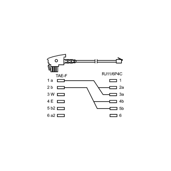 TAE-F-kabel (universal pinout), svart