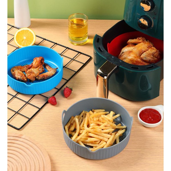 Rund Air Fryer silikongryta 18,5 cm Grå