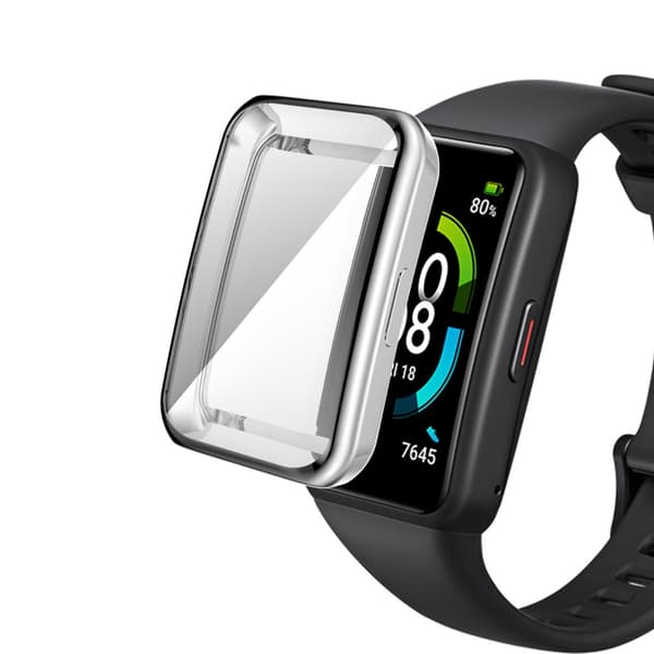 Elektropläterat skyddsfodral kompatibelt med Huawei Band 7/6 - Anti-Scratch TPU-skydd Silver Silver