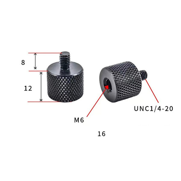Adapteri 1/4" to M10 jalustalle ja kameroille - 5 kpl M6