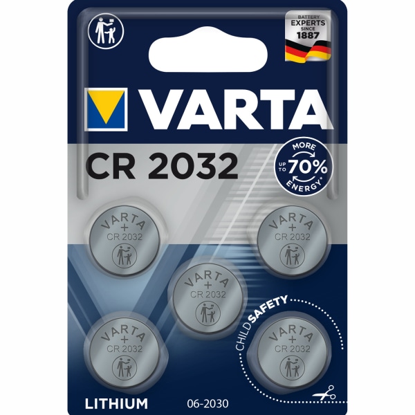 CR2032 3V Lithium Knappcellsbatteri 5-pack