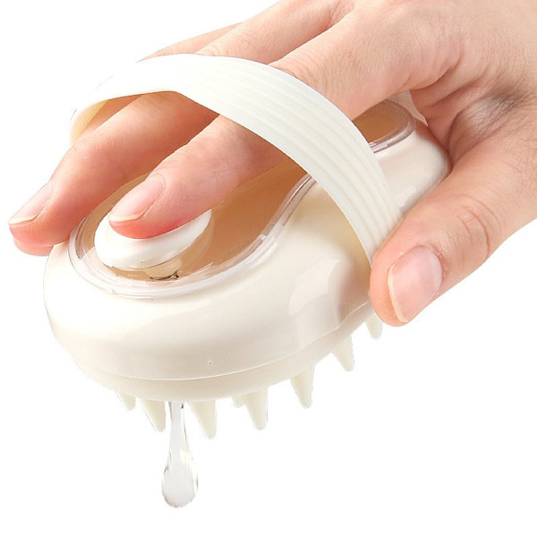 Væskedispenserende shampoo børste - hovedbundsmassage og eksfolierende badebørste White White