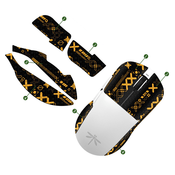 Forbedrede Grip Mouse Stickers - Sort Guld Print, Halv-Wrap