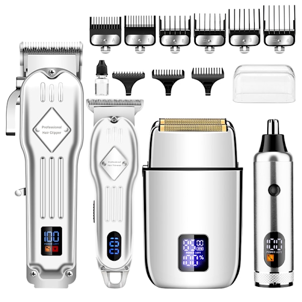 4-i-1 hårtrimmerset 973A för professionell grooming Silver