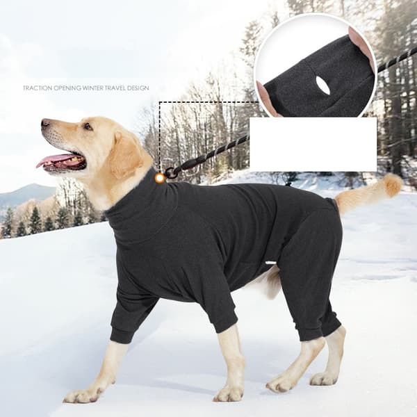 Varm firebenet kæledyr turtleneck sweater til mellemstore til store hunde - vintertøj L L