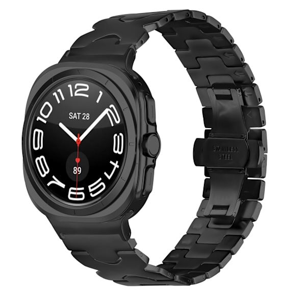 Elegant rustfrit stålrem til Samsung Watch7 47mm Ultra Sort