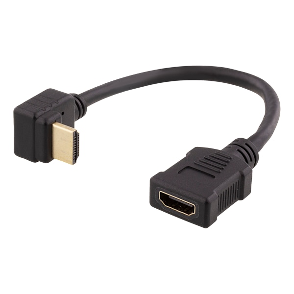 Flexible HDMI adapter, 0.2m, right-down, HDMI M/F, UHD, blac