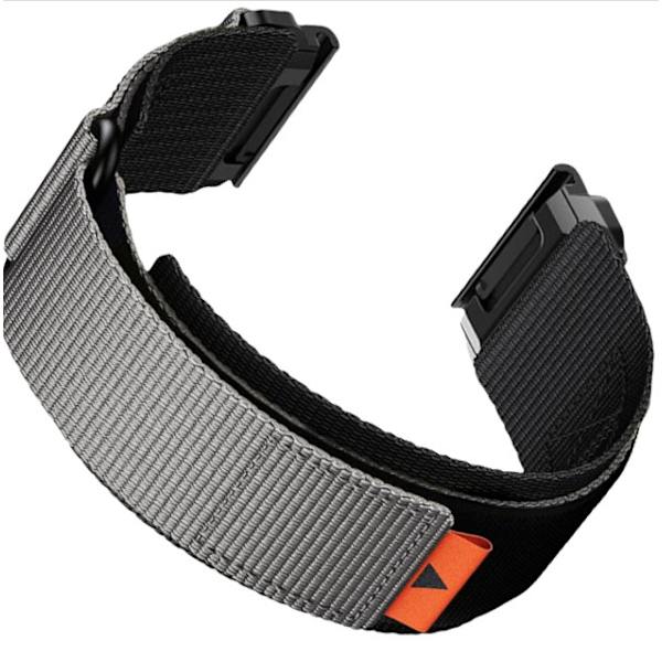 Nylon klockarmband för Garmin Fenix 8/7X Pro/5X 6X Grå 22 mm