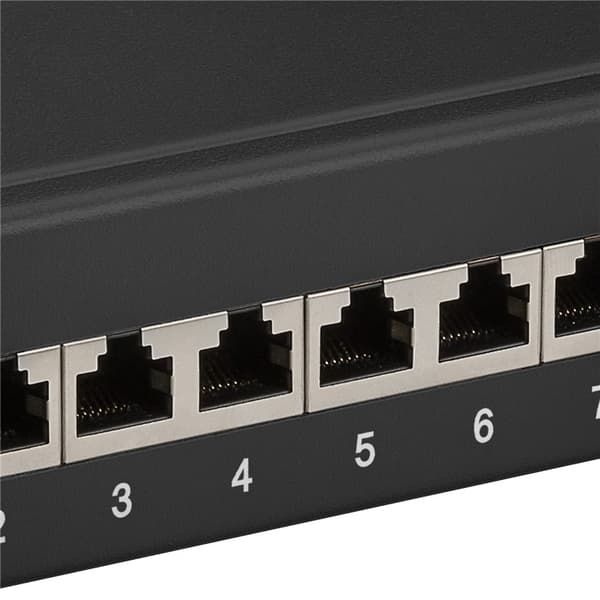 CAT 6a 10-tums (25,4 cm) kopplingspanel, 12 portar