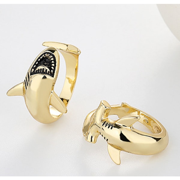 Justerbar ring med haj-design Guld Guld