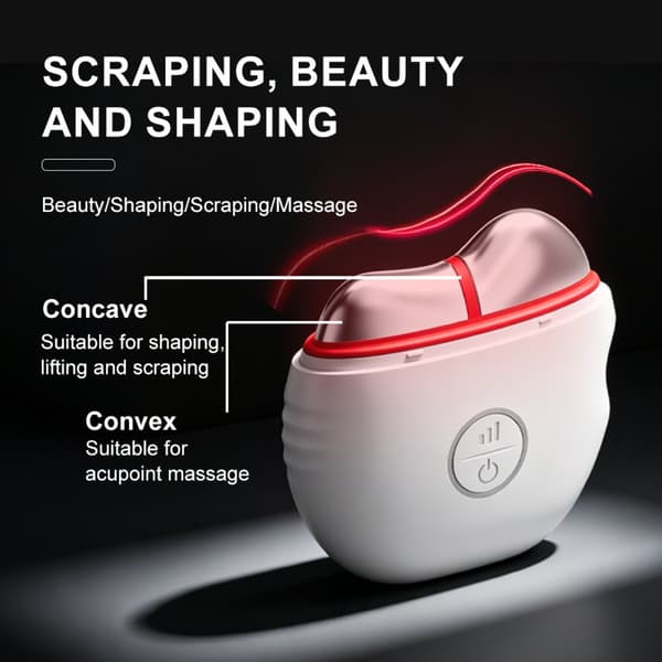 Elektrisk EMS-gua sha-apparat med varmeprobe og farvelys til ansigt og krop White White