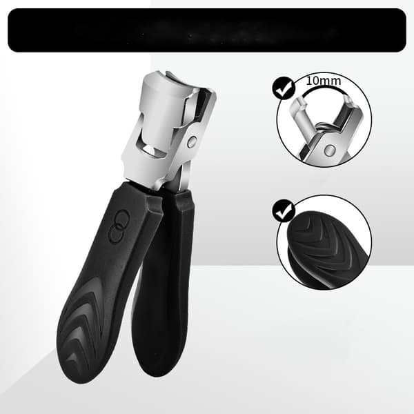 Stänkskyddad nagelklippare med stor öppning Black + Silver Black + Silver