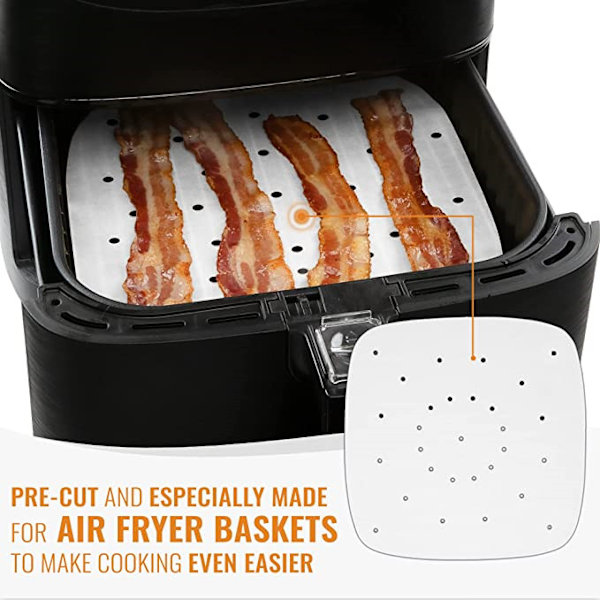 Air Fryer engangspapir firkantet 18 cm 100-pak Hvid