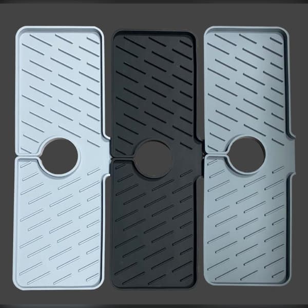 Multifunktionel foldbar vandhane drypmåtte stor silikone vandhane pad DarkGrey DarkGrey