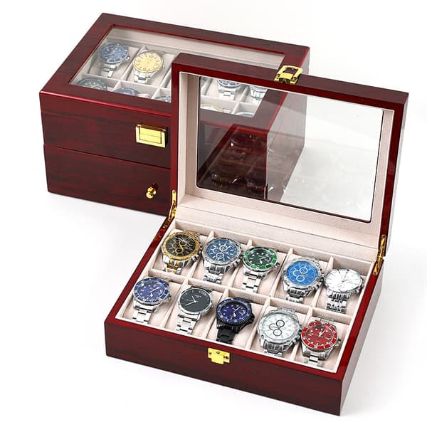 Lyxig klockbox för 2 klockor - Röd lackfinish