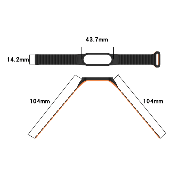 Magneettinen hihna Xiaomi Mi Band 3/4/5/6/7 Musta + Valkoinen