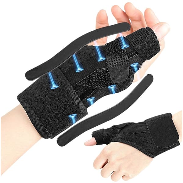 Tumbhandledsstöd, Justerbar tumstabilisator för smärtlindring, Vänster & Höger Hand - 2-pack