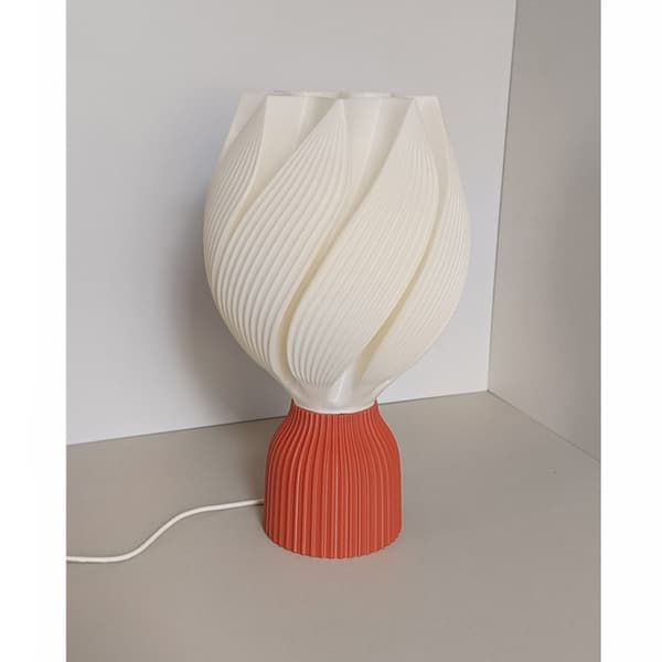 USB Dæmpbar 3D-printet Bordlampe med Kunstnerisk Base - Moderne Sengelampe