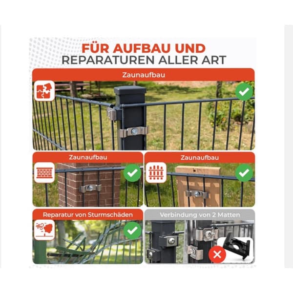 10-pack silver 304 rostfritt stål dubbelstolpsbeslag, spännfästen för dubbelräls, stolpe, vägg och trämontering Silver Silver