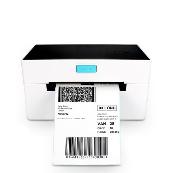 Direkttermisk etikettskrivare med USB, Bluetooth, WiFi och stativ – 160 mm/s, 203 dpi för etiketter, streckkoder och QR-koder