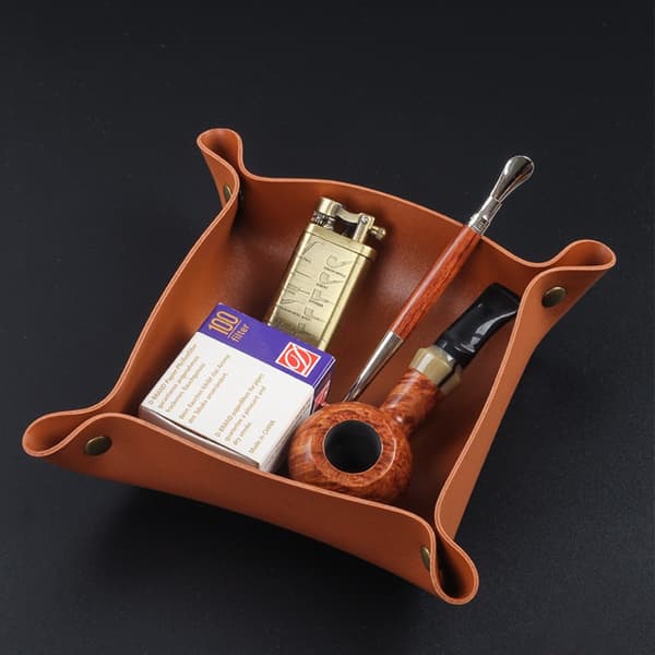 PU Läder Tobakskonditionering Bricka - Multifunktionell & Portabel Rullbricka Brown Brown