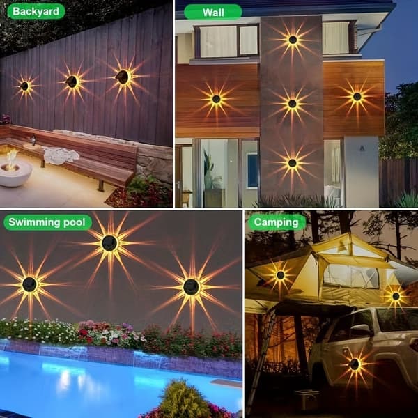 LED Petal Solcellsvägglampor Varmvit (4-pack) - Utomhus Trädgårdsinredning