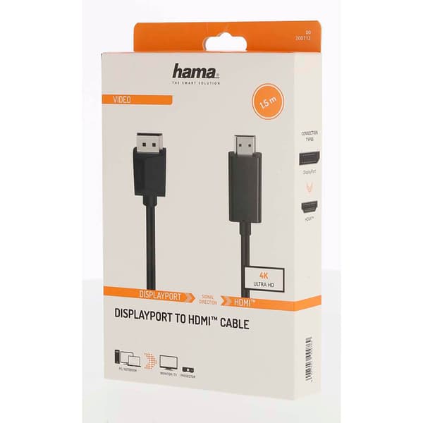 Kabel DisplayPort-HDMI 4K 1.5m Sort