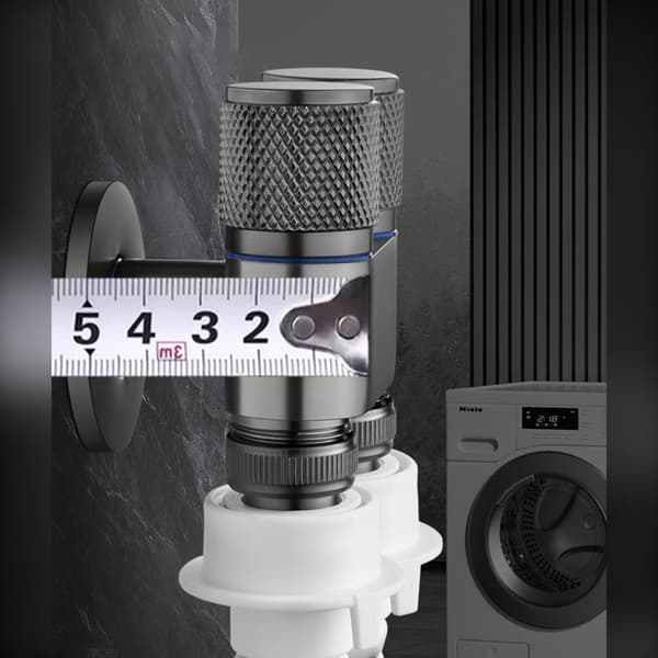 Dual-Control 1-in-2 Washing Machine Angle Valve - Stainless Steel Space-Saving Dual Outlet G1/2 Thread Silver Silver