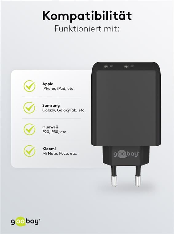 USB-C™ PD dubbel snabbladdare (36 W) svart