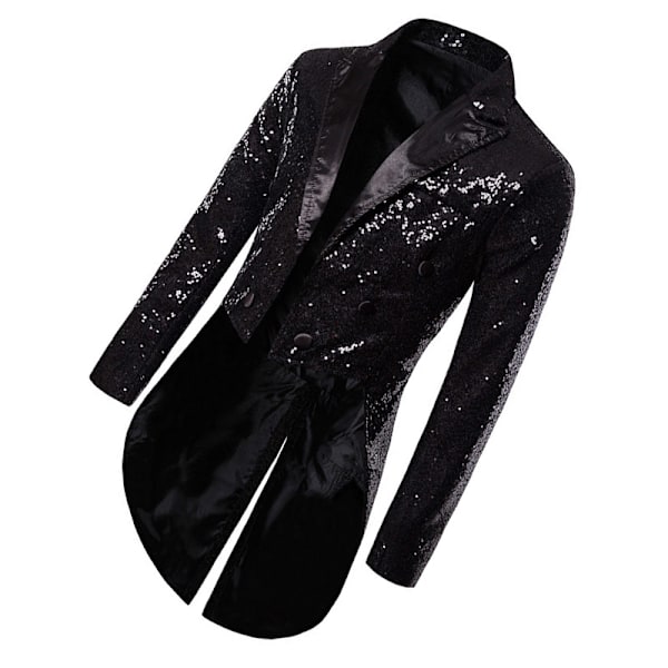 Herre Pailletter Smokingjakke, Scene Performance Blazer Sort L