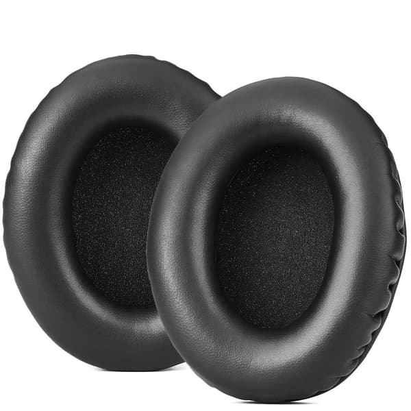 Protein-læder udskiftningsørepolstring kompatibel med Kingston HyperX Cloud III/II/Flight, memoryskum komfort, sort, 2-pak