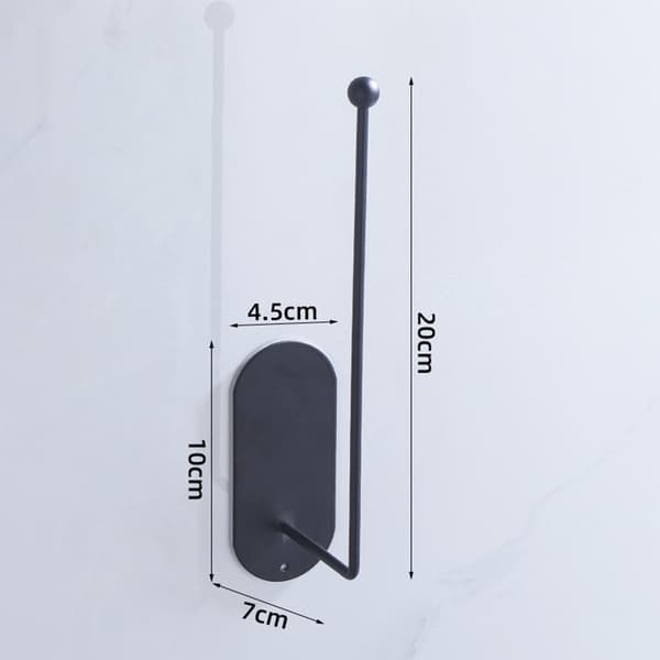 Selvklæbende rustfrit stål papirhåndklædeholder til no-drill vægmontering i køkken og badeværelse, pladsbesparende sort, kompakt design L:20cm
