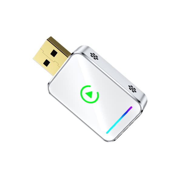 Smart Carplay & Android Auto Trådlös Adapter Box - Metall & Glas Design, för Bekväm Bilanslutning Silver+White Silver+White