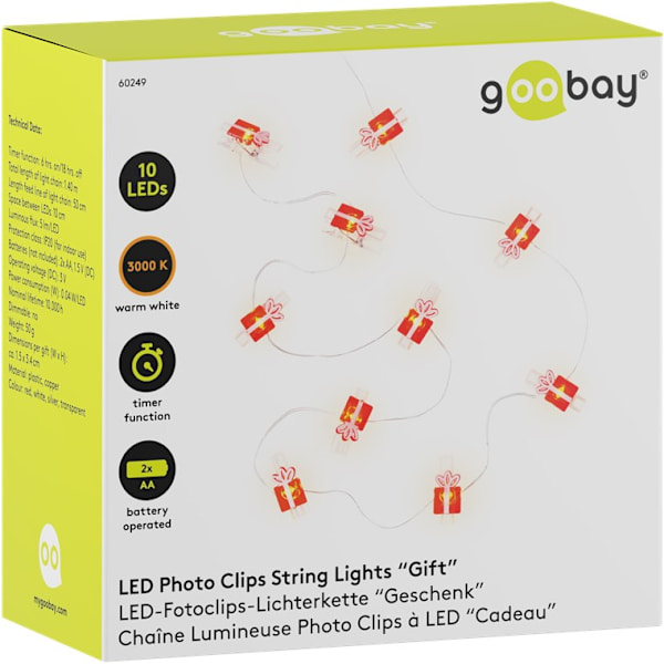 10 LED fotoklipp ljusslinga "Gåva"