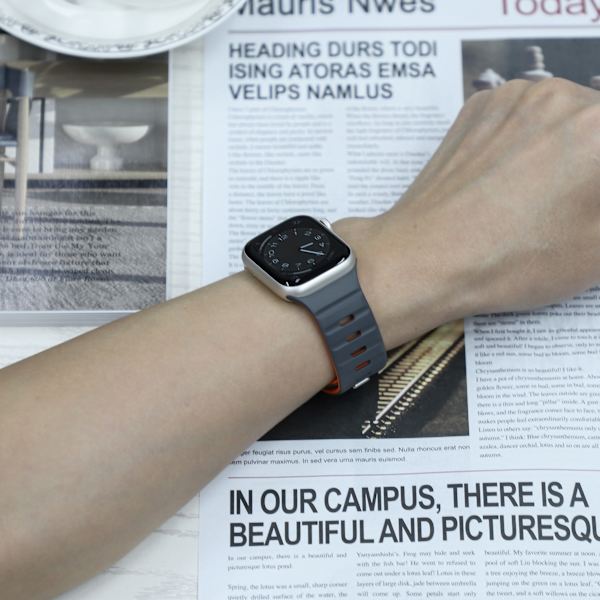 Magnetiskt silikonarmband för Apple Watch - Svart/Orange (38/40/41mm) Mörkgrå