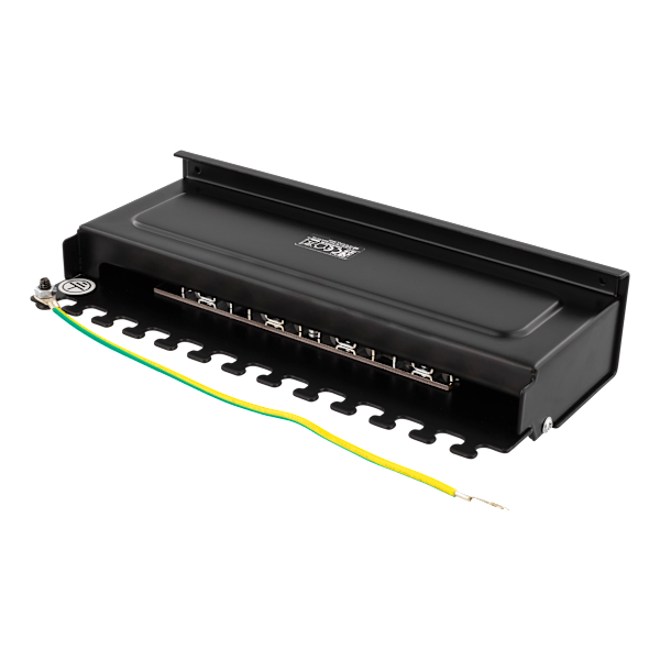 Patch Panel, 8xRJ45, Cat6a, wall-mountable, metal, black