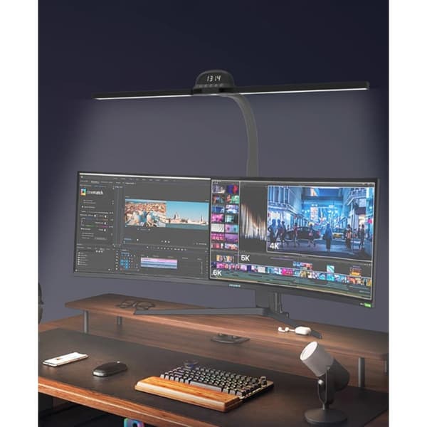 LED skrivebordslampe - bred 900mm belysning til hjemmekontor og studie, touchkontrol, bevægelsessensor, 3100-7600k, 12w