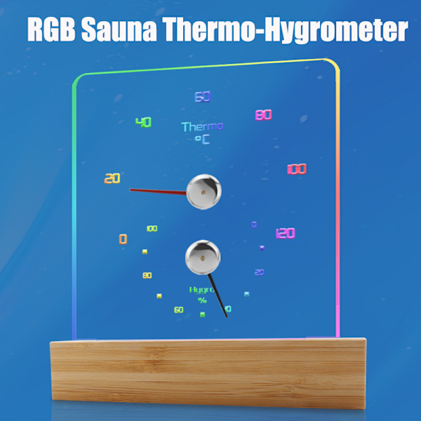 Saunalämpömittari Kosteusmittari RGB-valolla