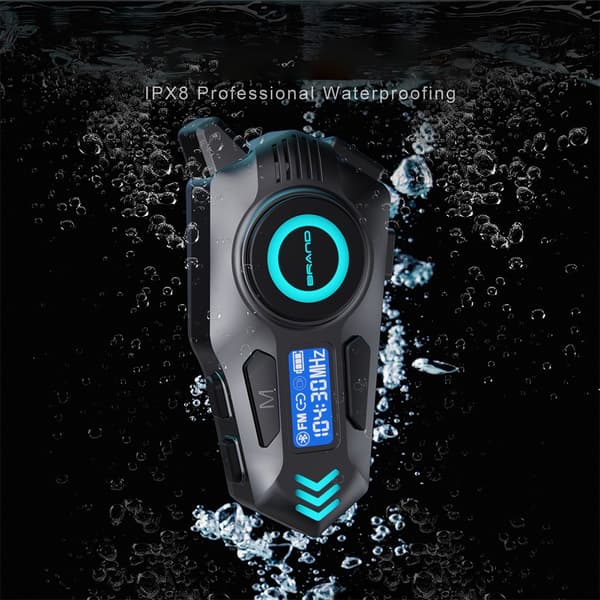 Hjälm Bluetooth Headset Hård Mikrofon - Real-Time Intercom, Dubbla Öron Stereoljud, Vattentät IPX8, 40H Batteritid
