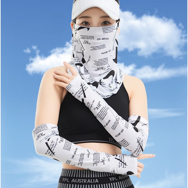 Sommar utomhus sol- och dammskyddsset - Mask & Ärmar White White