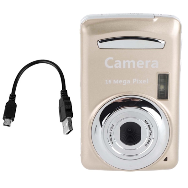 INF 1080P, 16 MP kompakt digitalkamera med 2,4-tommer skærm - 32 GB Guld