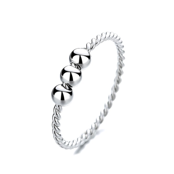 Anti-stress ring med drejelige perler Sølv S
