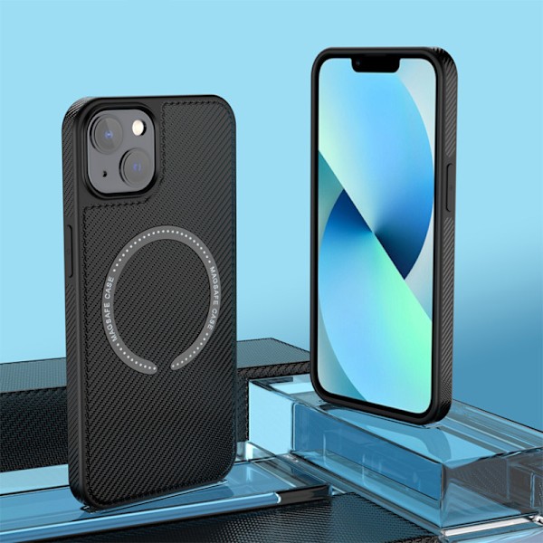 Magnetiskt Kolfiber Laddningsfodral för iPhone iPhone 13 Svart