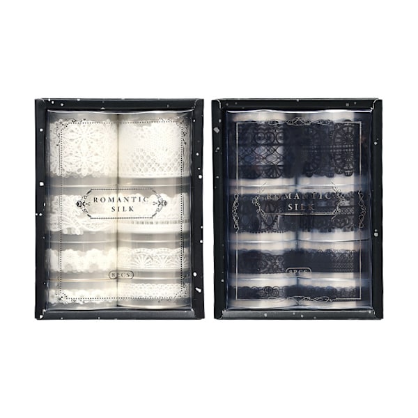 Elegant svart spets PET Washi-tejp för journalföring och hantverk